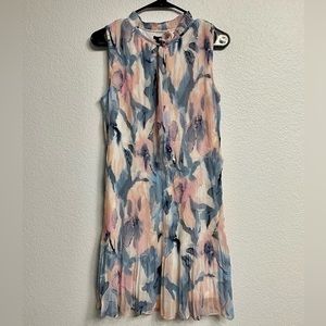DKNY Sleeveless Pleated Neck Tie Floral Dress (Size 8) NWT